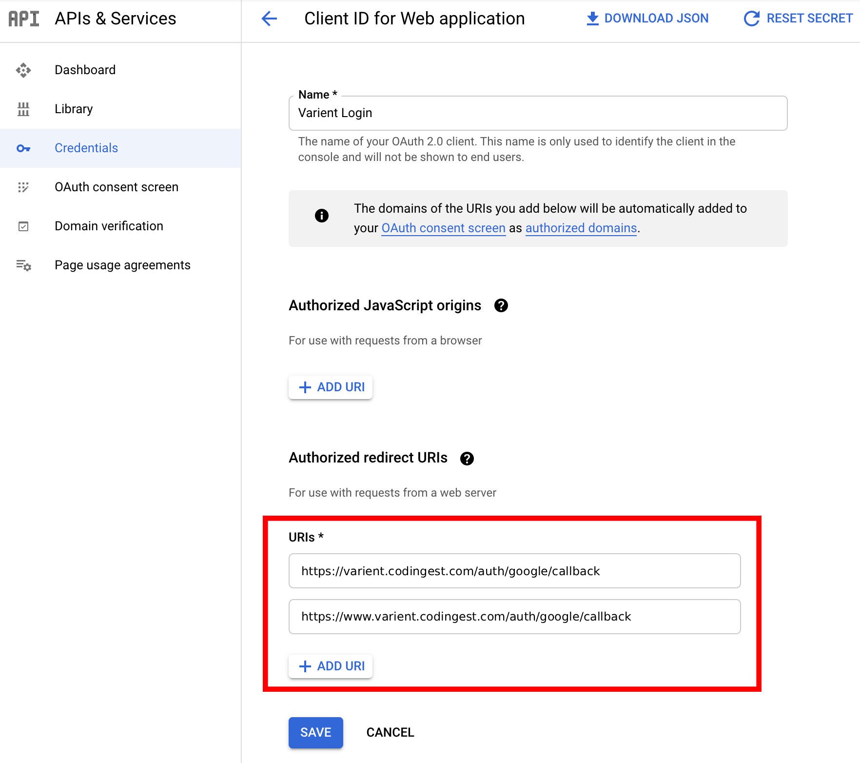 Redirect URI Setup