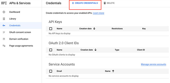 Create Credentials