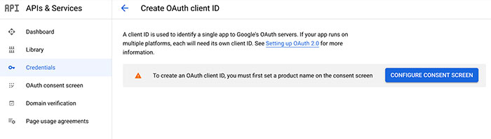 Configure Consent Screen
