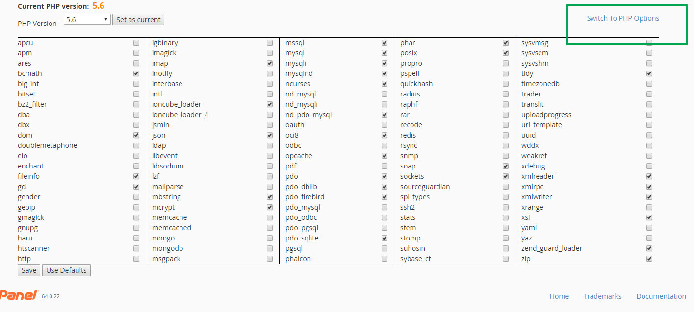 PHP Options